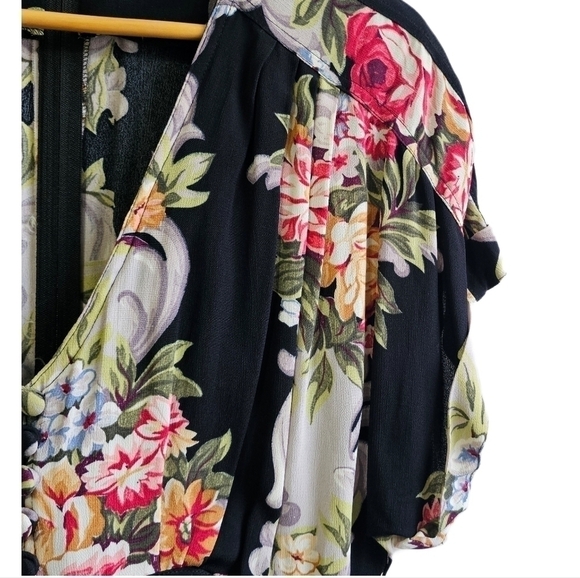 80s Vintage Karen Alexander floral black maxi dress size 12 - Picture 3 of 12